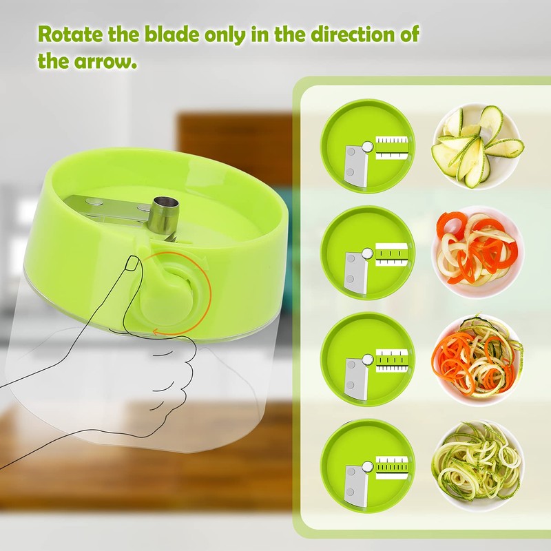 Spiralizer for Veggies, 4 in 1 Zoodles Zucchini Noodle Maker,