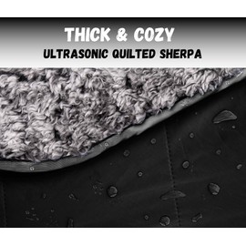 SUITEDNOMAD Large Waterproof Outdoor Stadium Blanket, Windproof and Warm Extra Thick Fleece or Quilted Sherpa, Great for Cold Weather Camping, Picnic, Sports, Festivals (Sherpa, Smoke Gray)