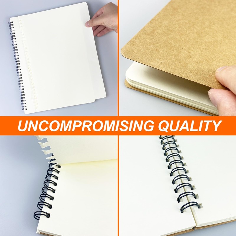 TAOBWN 2 Pack A4 Blank Notebook 120 Pages/60 Sheets Wirebound