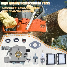 Mtanlo Carburetor WT-589 Kit for Echo CS301 CS305 CS306 CS340 CS341 CS345 CS346 CS3000 CS3400 CS3450 with Air Filter/Fuel Hose/Fuel Filter/Spark Plug/Spark Plug