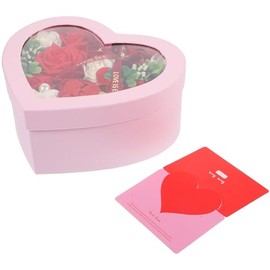 STOBAZA Valentines Day in Box, 1 Set of Shaped Soap Rose Box Soap Flowers Box with Greeting Cards Floral Scented Bath Soap for Women Girls Red