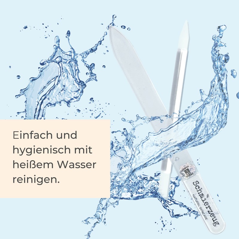 SCHMIERZEUG Glass Nail File, Glass Manicure Stick & Felt Case
