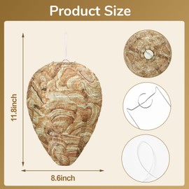 DECYOOL 2 Pack Wasp Nest Decoy Hanging Wasp for Wasps Hornets Yellow Jackets Outdoor Water-Repellent Material (Brown)
