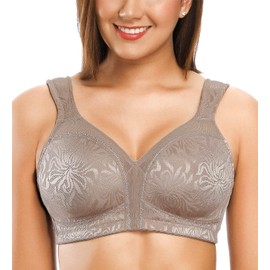 ZeroBound Women's Minimizer Bras Comfort Cushion Strap Wirefree Full Coverage Large Bust Non-Padded Bra(Toffee,42DDD)