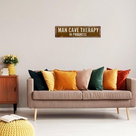 Vintage Metal Sign Wall Art Street Signs, 16 x 4 inches, Retro Plaque Decor for Bar, Home, Man Cave, Garage, Garden, Coop (MAN CAVE THERAPY)