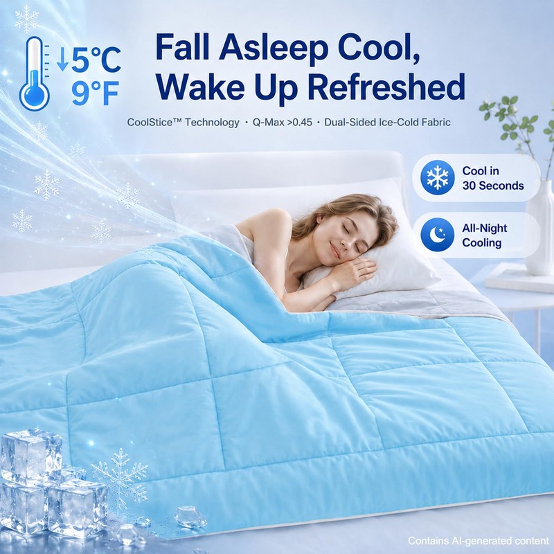 Seyfote Summer Cooling Comforter King Size, Blue & Gray, 90