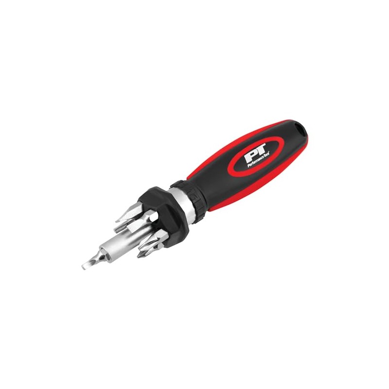 Performance Tool 20149 Ratcheting Screwdriver with Ergonomic Handle and 7-Piece