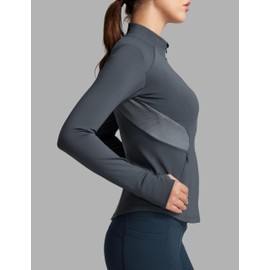 FitsT4 Sports Womens Equestrian Riding Shirts Long Sleeve Fleece Lined Horse Full-Zip Winter Thermal Jackets,Grey,M