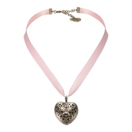 Alpenflüstern DHK242 Satin Costume Necklace Traditional Heart Women's Costume Jewellery Dirndl Necklace in Traditional Colours, Metal
