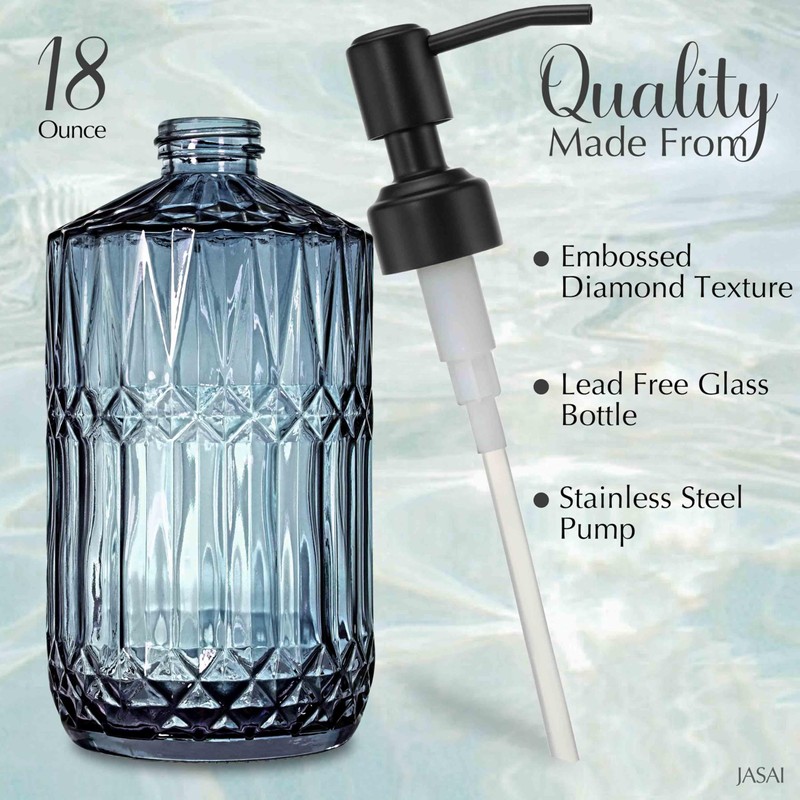 JASAI 18Oz Blue Soap Dispenser with Black Rust Proof Pump,