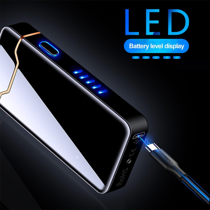 Plasma Rechargeable Electric Lighter with LED Battery Indicator Strong Flame,
