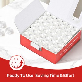 RICHWORD 144pcs 75D/2 (60WT) Size A Prewound Bobbins, White Plastic Sides Class 15 Bobbin Thread for Single Needle Embroidery and Sewing Machine, 130 Yards