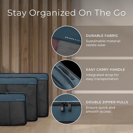 Briggs & Riley Compression Packing Cube Set - Bag Organizer for Check In Suitcase & Luggage, For Women & Men, Pack Accessories for Vacation - Travel Must Haves Collection, 3-Piece, Ocean