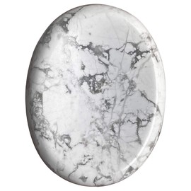 favoramulet Natural Crystal Thumb Worry Stone for Anxiety, Oval Pocket Palm Stone Therapy Geometry Healing Reiki Balancing, White Howlite Turquoise