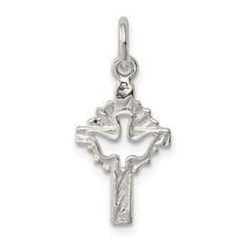 925 Sterling Silver Solid Polished Religious Faith Cross With Dove Charm Pendant Necklace 20x11mm Wide - Bead Charm for Women