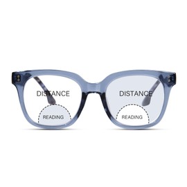 ZESAKER Bifocal Reading Glasses for Women Men Oversized Progressive Blue Light Blocking Clear Top Computer Readers (Blue, 3.0)