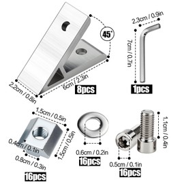 TXXATX Pack of 8 45 Degree Angle Aluminium Profile 30 x 30 Angle Connector 45 Degree Aluminium Alloy with Aluminium Profile Connector Aluminium for Strut Profile CNC Router 3D Printer Industrial