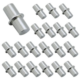 20PCS 1/4 Inch 6mm Shelf Pin Peg Silver Metal Holder Support Pins Cylindrical Shape Nickel-Plated Shelf Bracket Pegs for Wooden Furniture Shelves Bookshelfs Wardrobes