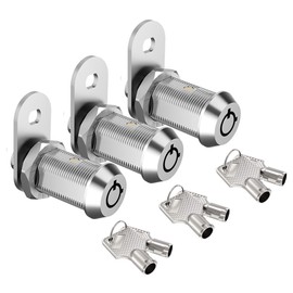 BOZXYE 3 Pack Cabinet Locks with Keys, 1-1/8" Tubular Cam Locks keyed Alike, RV Lock for Storage Door Cabinets Drawer Mail Box Tool Box Lock, Zinc Alloy