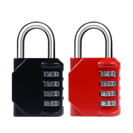 BTSYBTS 2 Pack Combination Lock 4 Digit, Resettable Locker Lock, Waterproof Metal Combination Padlock for School Gym Locker, Outdoor Gate, Shed, Toolbox, Fence, and Storage- Black & Red