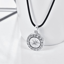 TANGPOET Locket Necklace for Women 925 Sterling Silver Compass Picture Photo Lockets Memorial Gifts for Mum Daughter Grandmother Family