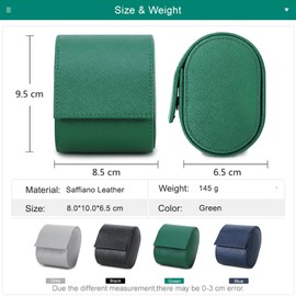 Hiram Watch Storage Case 1 Watch Travel Roll Case Genuine Saffiano Leather Travel Watch Organizer Box (Green)