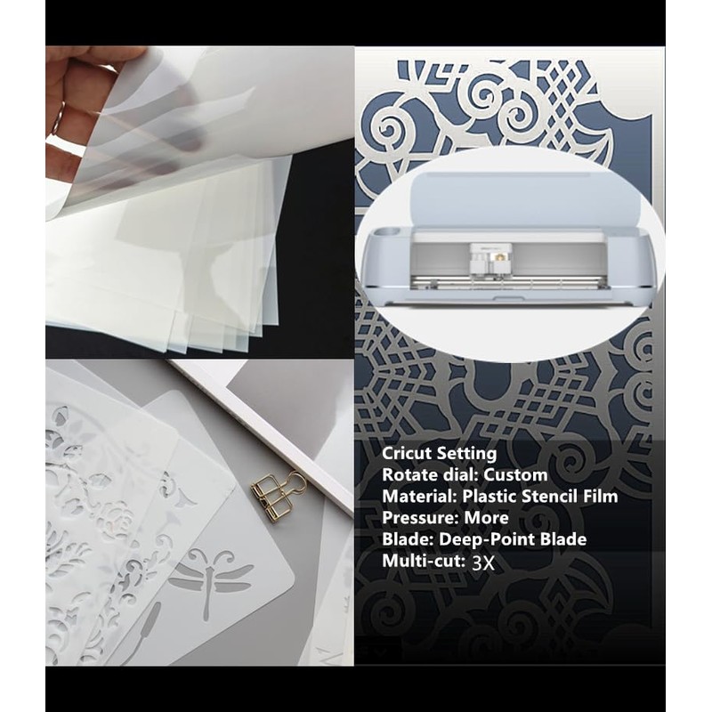 Translucent Blank Mylar Stencil Sheet for Cutting,8 Pack 12" x