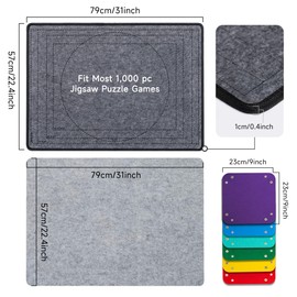 Becko US 1000 Piece Jigsaw Puzzle Board with 6 Sorting Trays & Felt Cover, Foldable Puzzle Mat with Auxiliary Lines for Puzzle Storage Saver, Lightweight & Portable, for 1000 Pieces Jigsaws Puzzles
