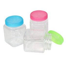 Plastic Jars Unique Yet Complimentary Lid Colors 3pk
