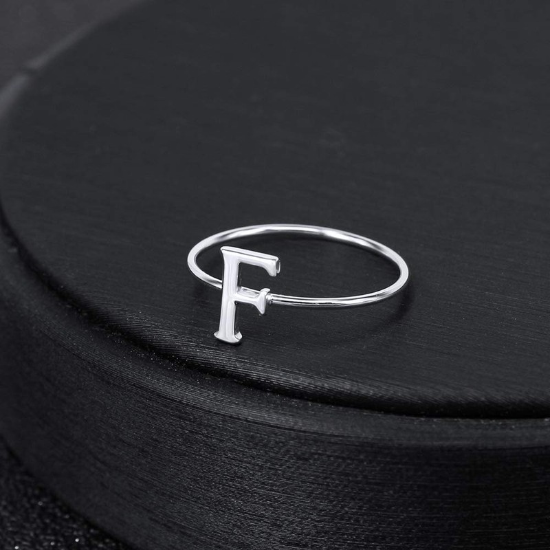 AoedeJ 925 Sterling Silver Stackable Initial Letter Rings Capital Letter