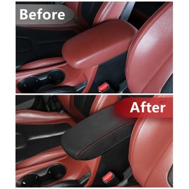 JUIVEEL 1 Piece Memory Foam Center Console Cover Cushion Pad Car Armrest Arm Rest Covering Cushion Compatible with Hyundai Veloster JS N line 2019-2022 Accessories(Black Cover with Red Line Stitches)