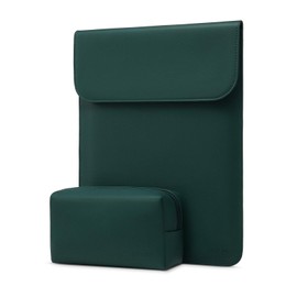MOSISO Laptop Sleeve Compatible withMacBook Air 13 M3 A3113 M2 A2681 M1 A2337 A2179 A1932/Pro 13 M2 M1 A2338 A2251 A2289 A2159 A1989 A1706 A1708, Faux Suede Leather Case with Small Bag, Peacock Green