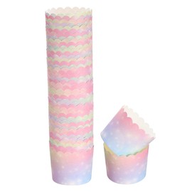 sourcing map 50Pcs Paper Baking Cups 6oz Greaseproof Disposable Bulk Cupcake Muffins Liners Cases Wrappers for Wedding Birthday Graduation, Gradient Pink Blue