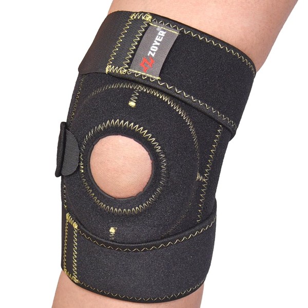ZOYER Compression Knee Brace for Right or Left Knee, Breathable Neoprene, Open Patella Support, Joint Pain Relief for Sprains, Arthritis, Black, Prevention Series
