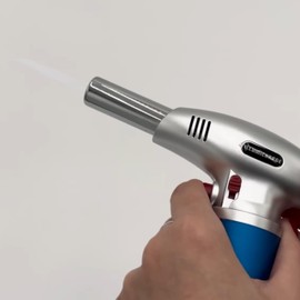 Illumicharge Butane Torch for Cooking - Refillable Culinary Torch for Creme Brulee, Ideal Camping Essentials, Can Opener, Heat Gun Functionality - Butane Not Included - Blue