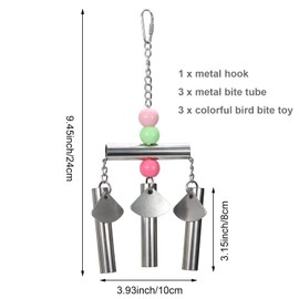 Litewoo Bird Stainless Steel Bell Toys, Safe and Stable Hanging Spoons Pipe Chew Bite Toy（B）