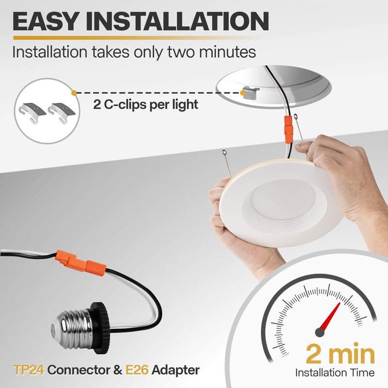 1 Pack 5/6 Inch LED Can Lights with Night Light,