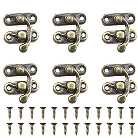 ZZHXSM 6Set Mini Swing Arm Clasp Latch Vintage Style Left Right Toggle Hasp Hook Metal Catch Curved Buckle with 24 Screws for Suitcase Jewelry Box 27x23mm Bronze