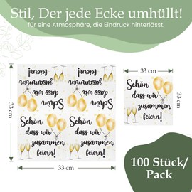 Pack of 300 Serviettes Schön Dass Wir Zusammenammen Feiern, Serviettes Birthday Man, 33 x 33 cm - 3-Ply Soft