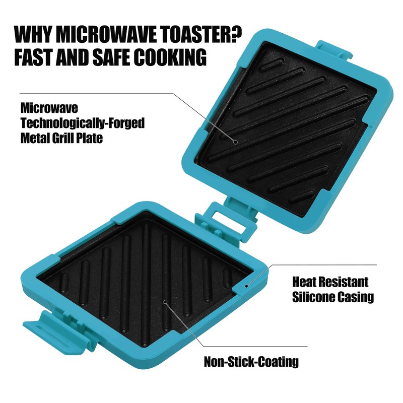 MKYSAIL Toaster,Microwave Toaster, Sandwich Maker, Panini Maker, Dishwasher Safe,NO Electricity,Wireless,Time