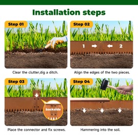 Corten Steel Garden Metal Landscape Edging 40 inch with Top Bending Protection Pre-Rusted Corten Steel Garden Edging 8 Inch Depth 90 Degree Bend 6 Pack for Lawn Yard (8 inch-90 Degree Bend, Rusted)