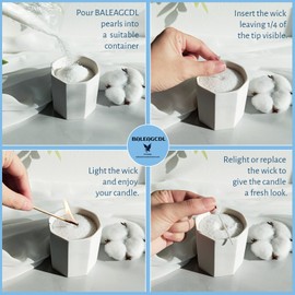 BALEAGCDL Pearled Candle 18 Oz with 30 Wicks - Gardenia Scented Sand Candles White Refillable Wax Lasts up to 120 Hours - Smooth and Clean Burning for Candle Making