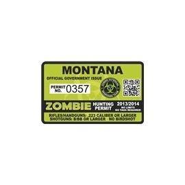 Montana MT Zombie Hunting Permit Hunter Response Team Unit 4" Outbreak Sticker