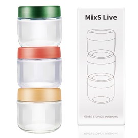MixS Live 3Pcs Overnight Oats Containers With Lids,10.58Oz Small Glass Containers With Lids,Reusable Leak Proof Wide Mouth Mason Jar for Overnight Oats,Pudding Yogurt,Fruit Salad Dressing,Sugar.