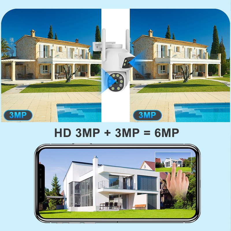 Dual Lens Security Camera 360° Pan Tilt Wireless Surveillance Camera