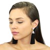 Suede Crystal Tassel Earrings (Black)