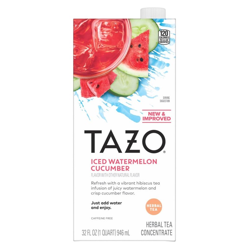 TAZO Tea Concentrate, (Iced Passion Herbal Tea, Watermelon Cucumber Refersher)