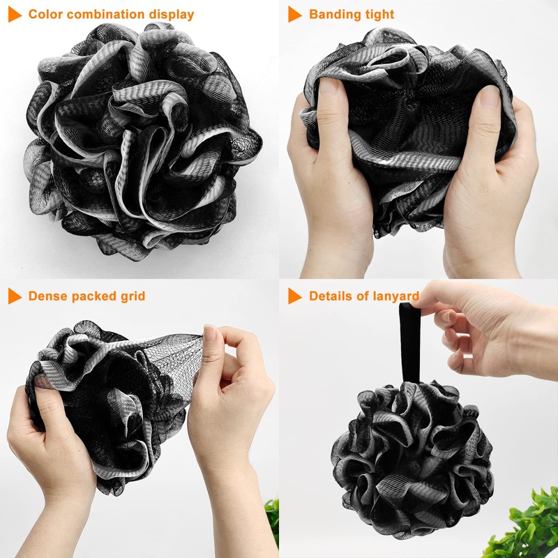 Loofah Charcoal Bath Shower Sponge Body Scrubber,75g XL Exfoliate Mesh