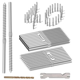 40Pack 1/8' Left & Right Handed Thread Swage Lag Screws, T316 Stainless Steel Hardware for Wood Post of Steel Cable Railing Kit, Stair Railing Hardware, DIY Deck Railings, Wrench Include