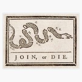 HOF Trading Join Or Die - Benjamin Franklin Vinyl Sticker Waterproof Decal Laptop Wall Window Bumper Sticker 5"